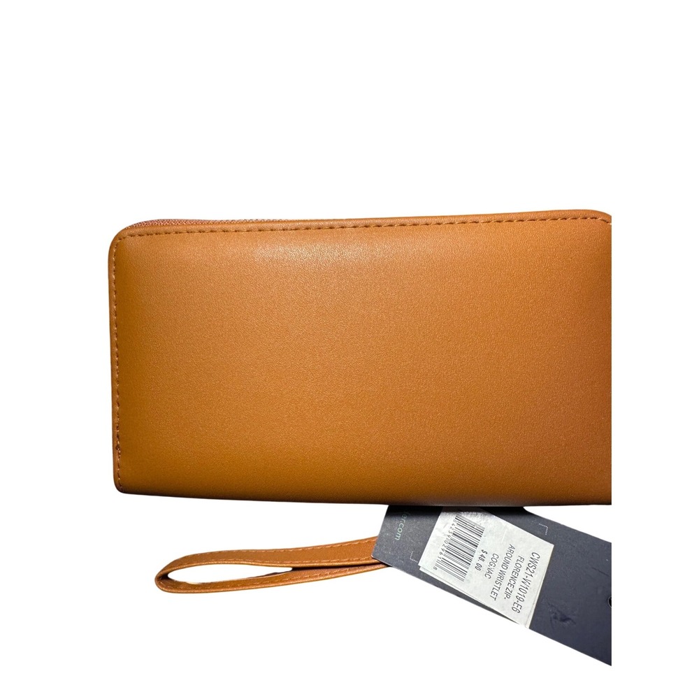 C. Wonder Florence Zip-Around Wristlet Wallet Cognac Laser Cut NWT - Picture 2 of 3